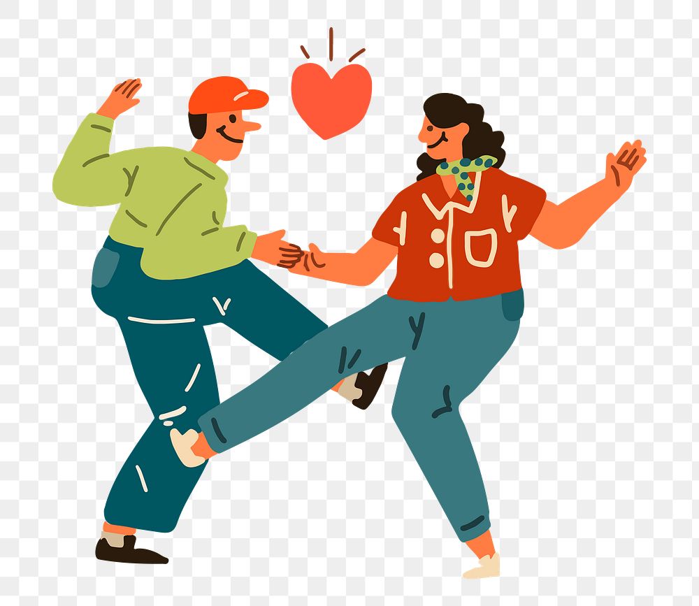 Couple dancing png clipart, Valentine&rsquo;s cartoon on transparent background