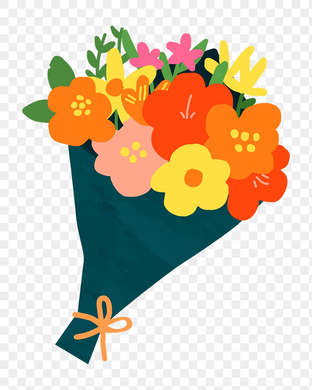 Flower bouquet png sticker, botanical illustration on transparent background 