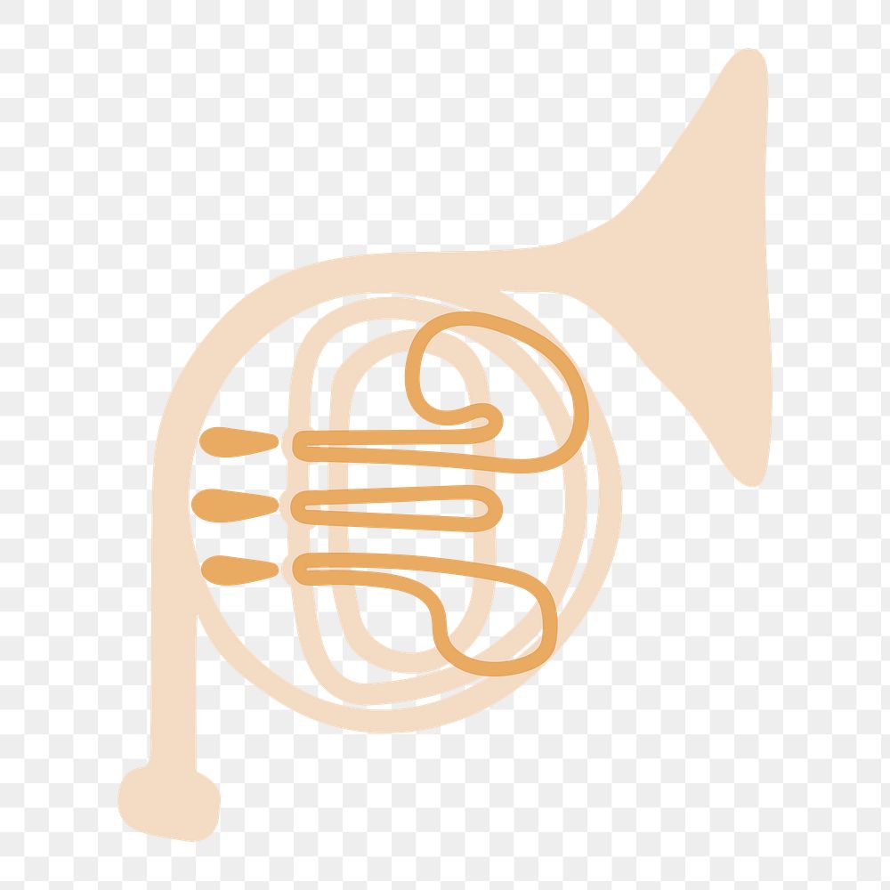 French horn png musical instrument sticker, retro design in beige