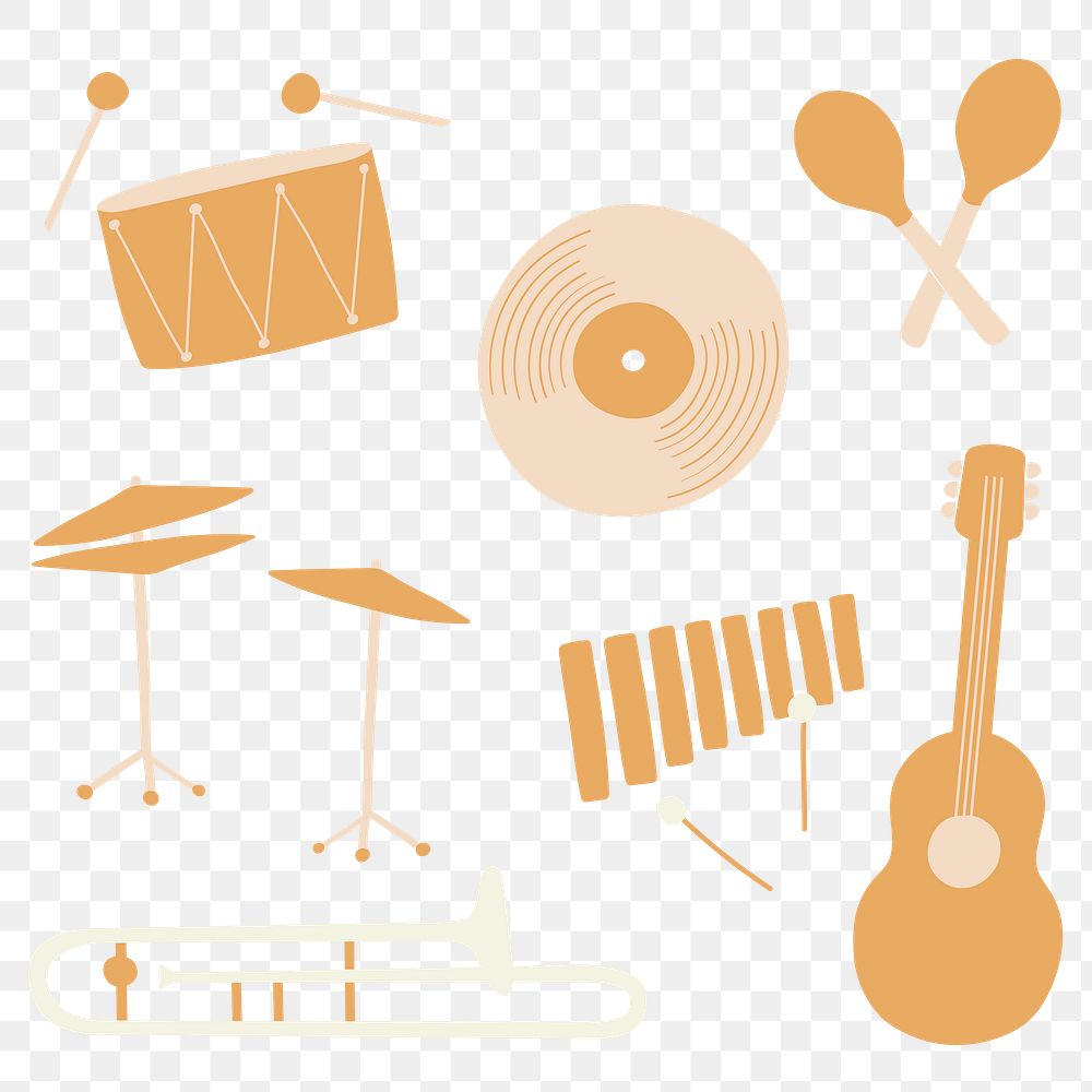 Jazz music instruments png sticker, entertainment graphic in pastel collection