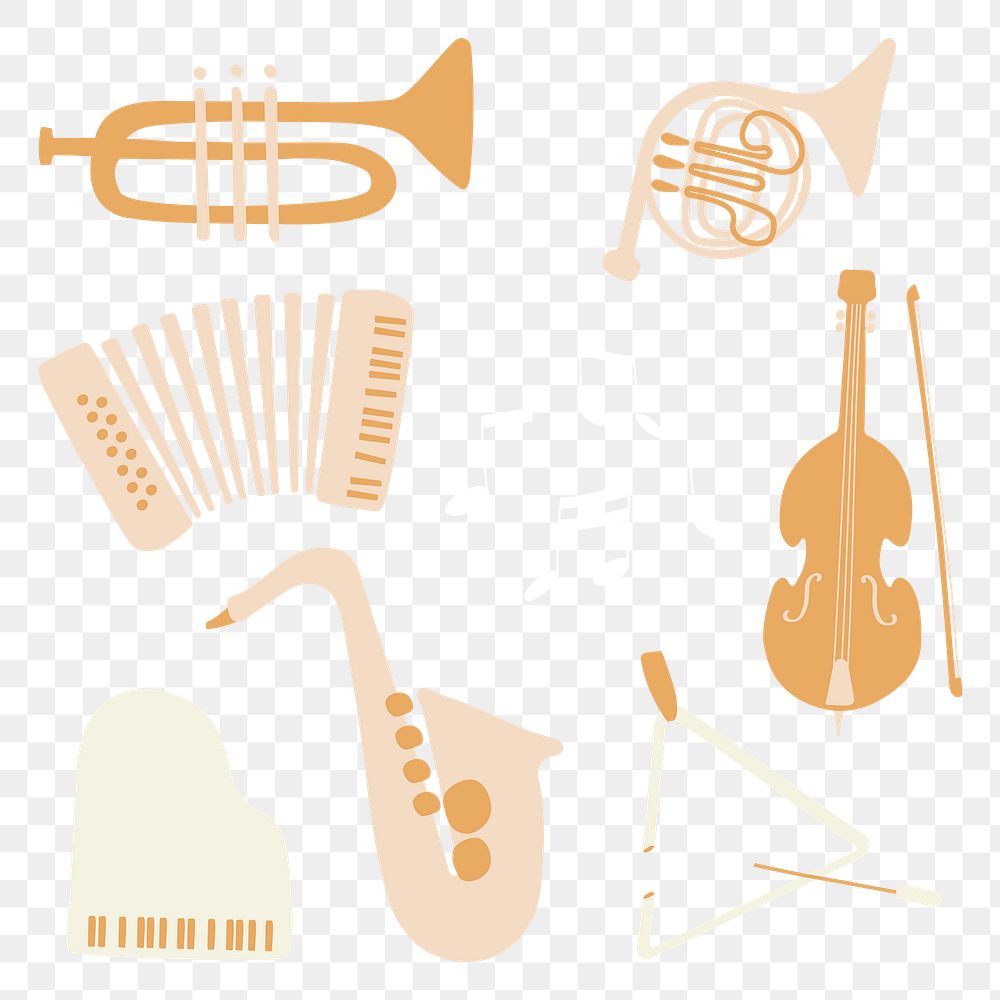 Jazz music instruments png sticker, entertainment graphic in pastel set