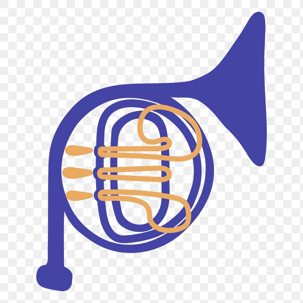 French horn png musical instrument sticker, retro design in violet