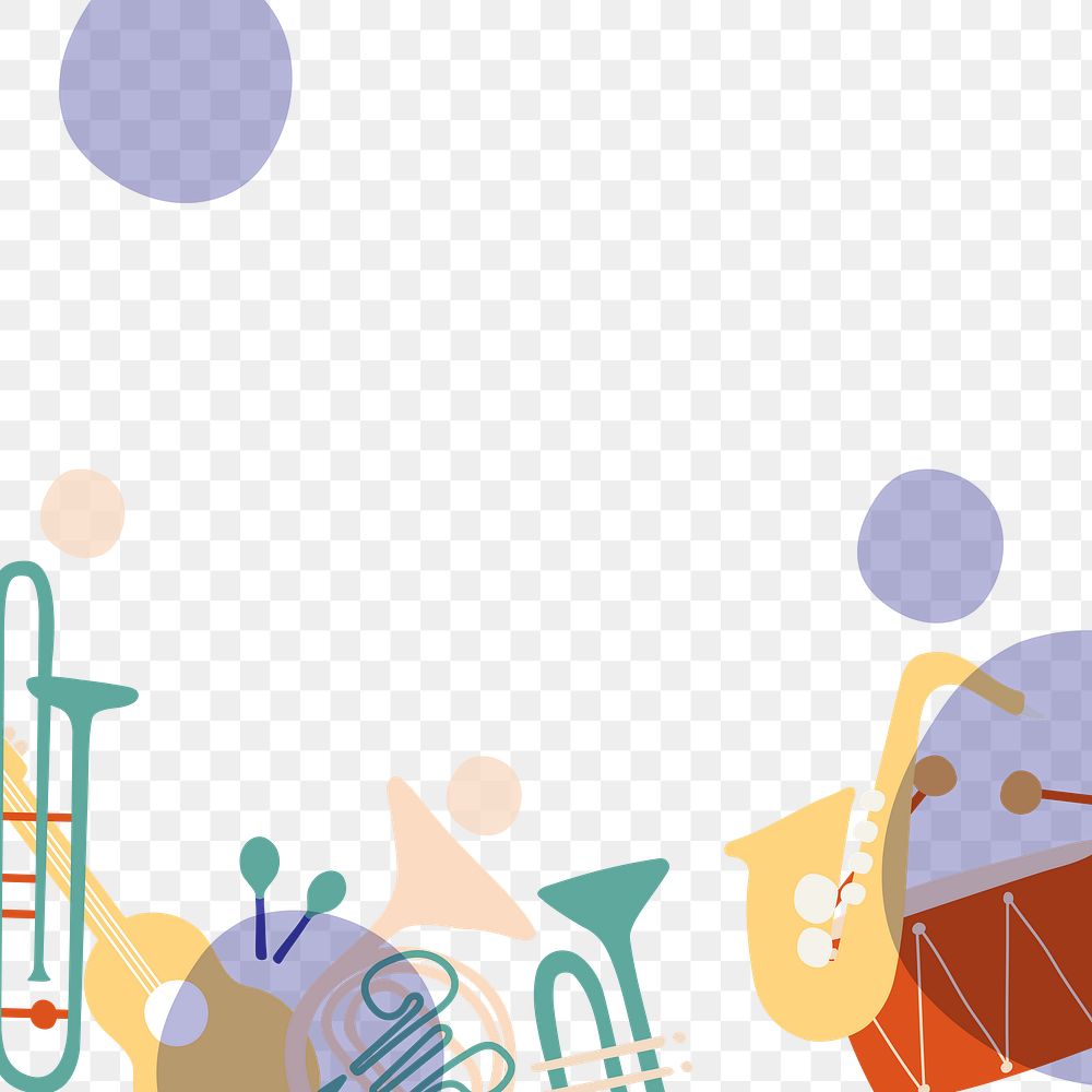 Aesthetic jazz png border background, musical instrument in purple