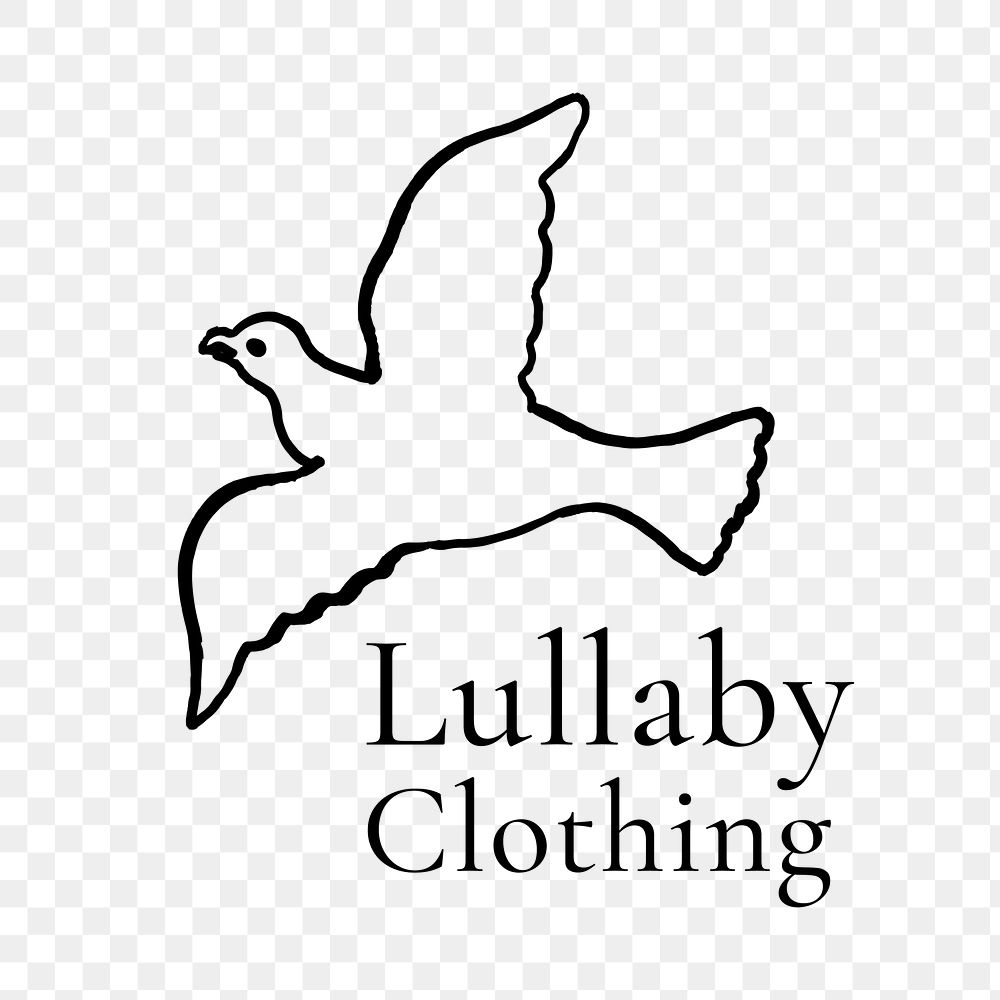 Vintage bird logo png, animal illustration, baby clothing business in black