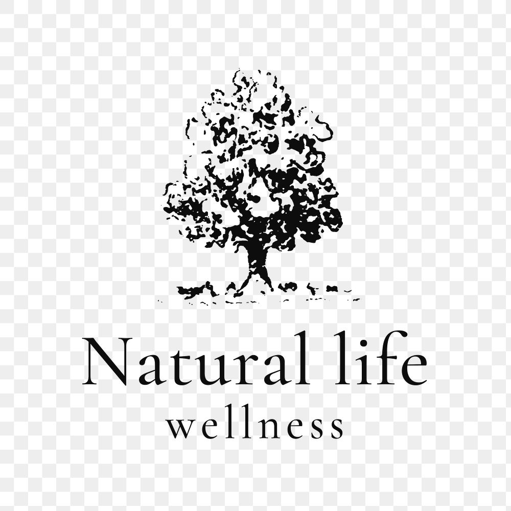 Tree business logo png transparent, wellness symbol in black