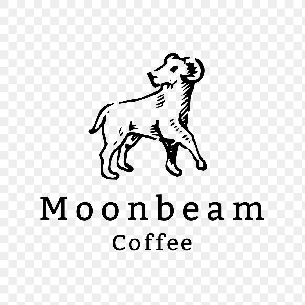 Vintage cafe logo png, goat animal illustration for business in black