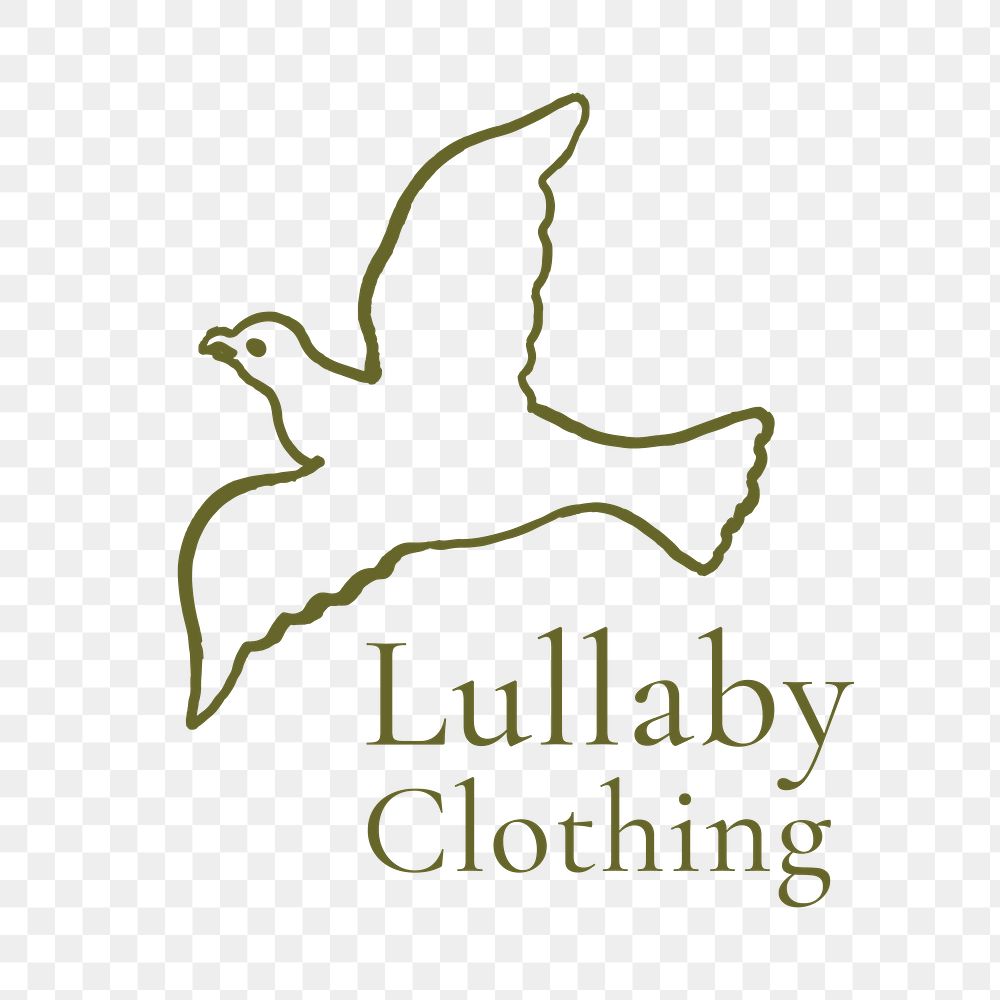 Vintage bird logo png, animal illustration, baby clothing business in green