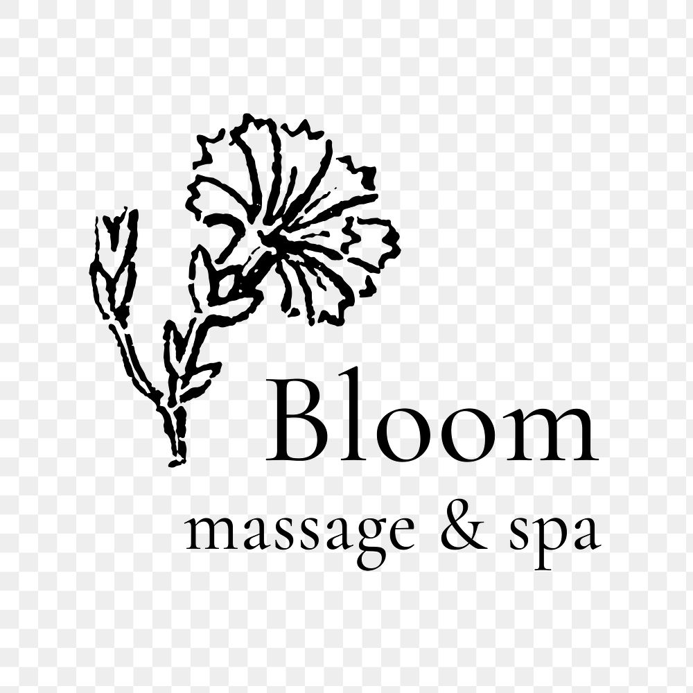 Flower logo png transparent, vintage spa and wellness business branding