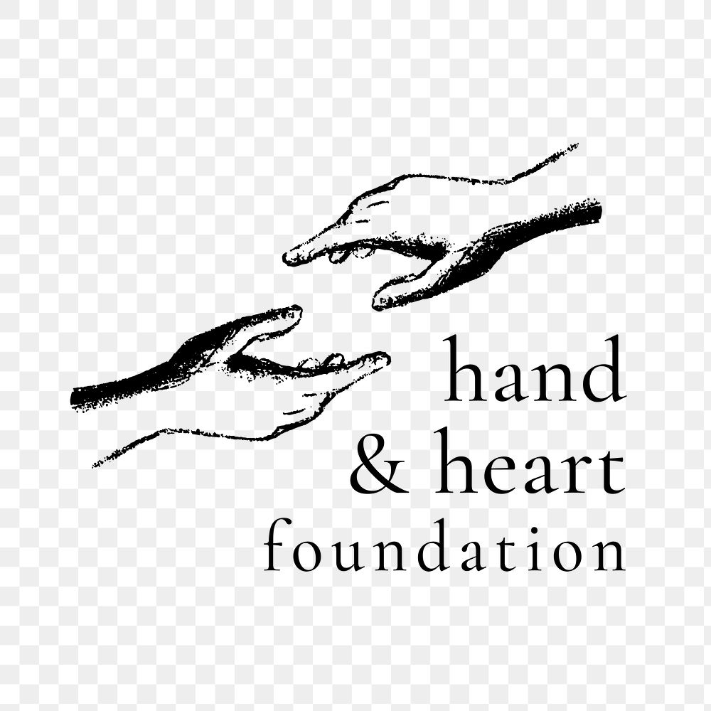 Helping hands logo png, charity organization in vintage design