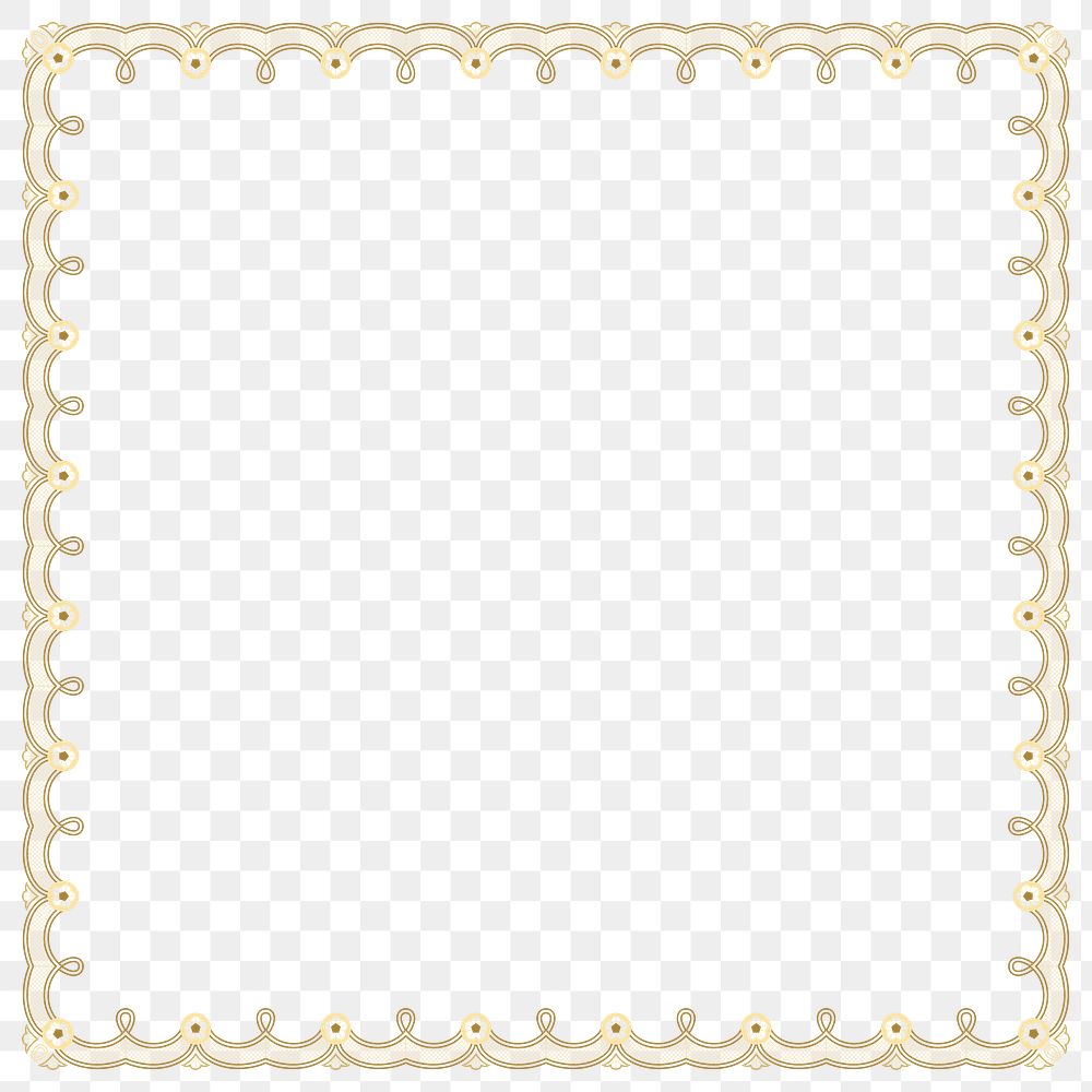 Lace floral frame png transparent, gold elegant fabric design