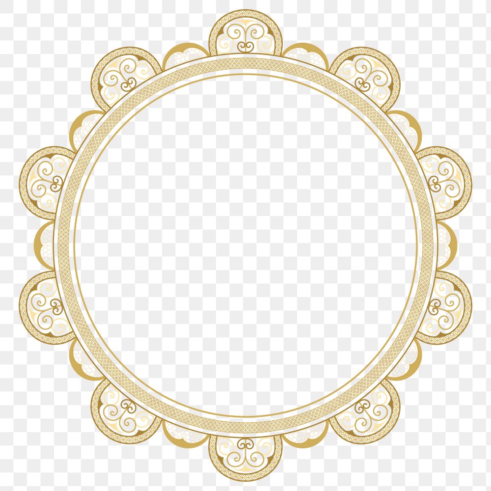 Lace doily frame png transparent, circle shape in classic design