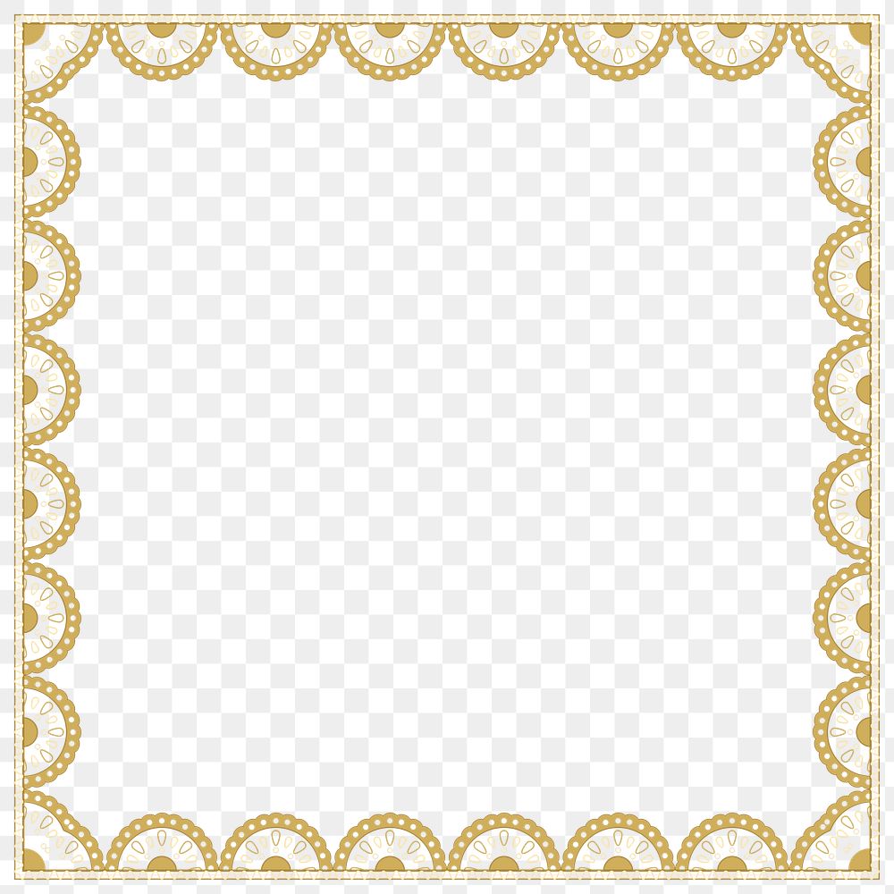 Round lace png frame, vintage crochet in transparent design