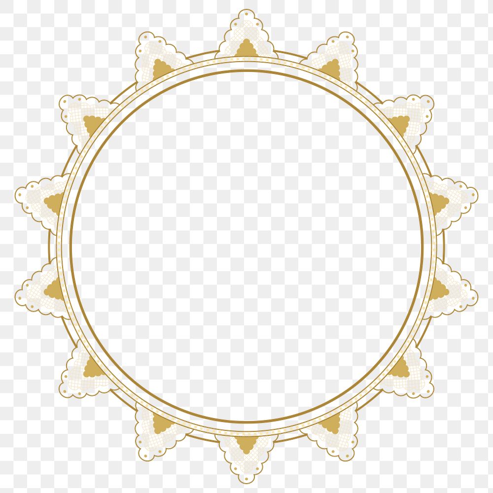 Lace doily frame png transparent, circle shape in classic design