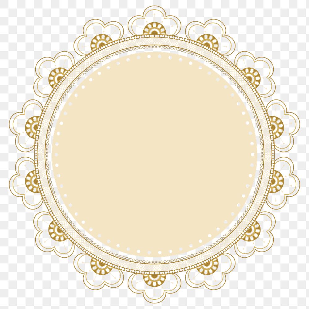 Lace doily frame png transparent, circle shape in classic design