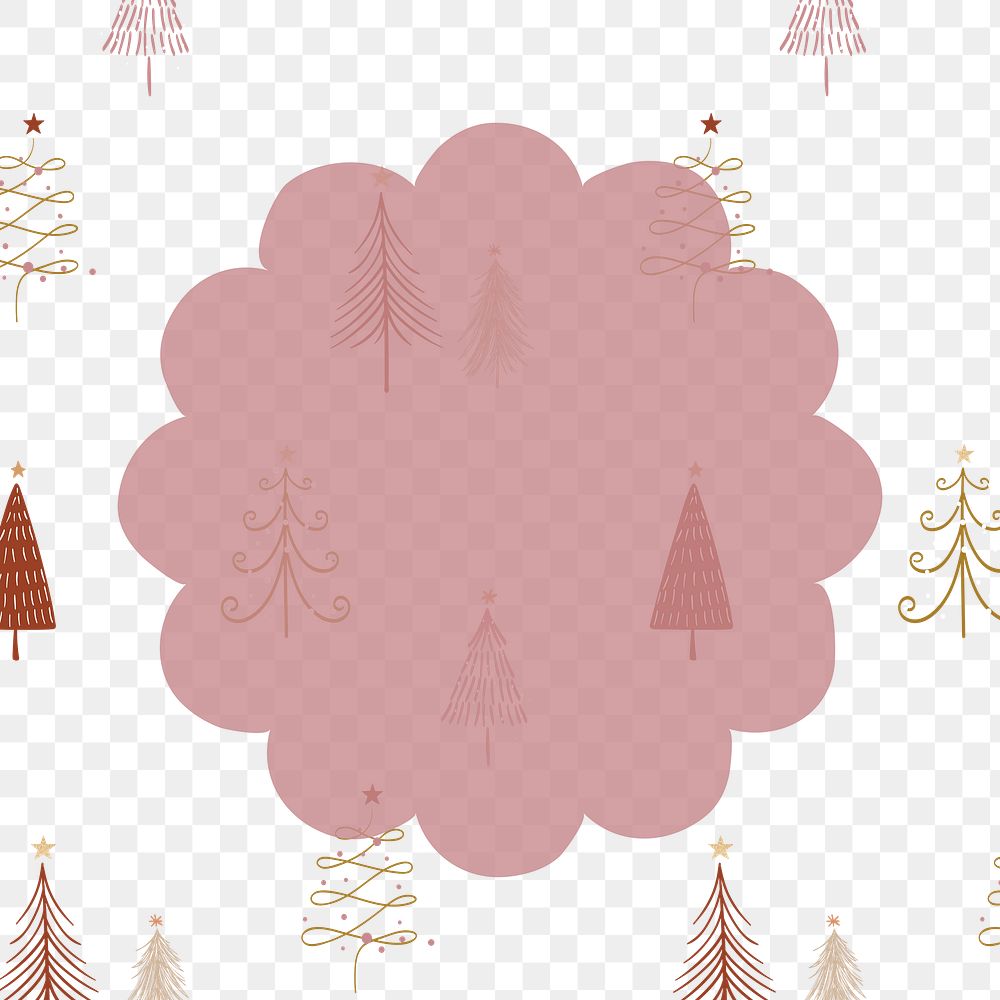 Red Christmas background png transparent, with trees doodle pattern