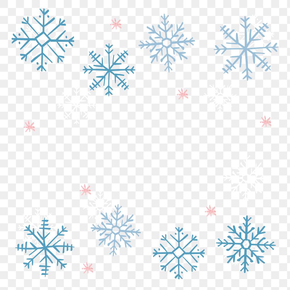 Winter snowflakes png background, Christmas doodle pattern in blue