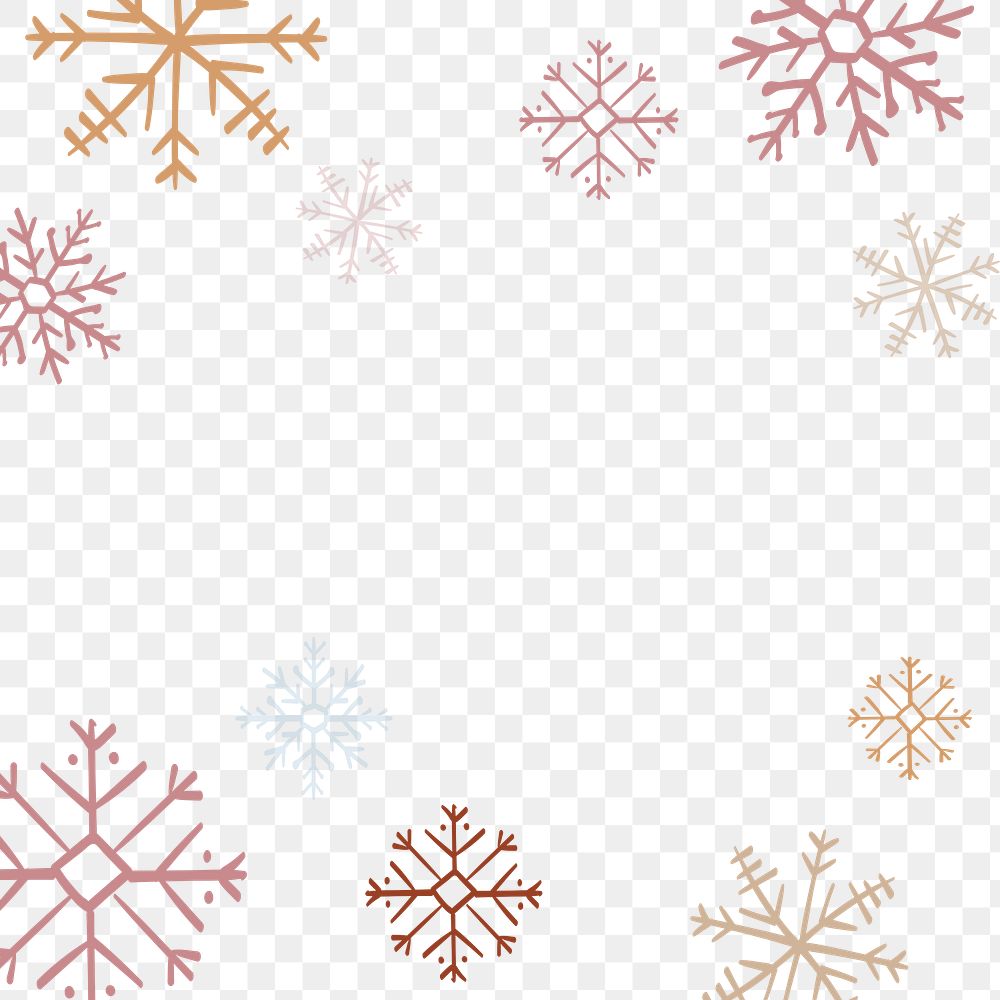 Christmas snowflake png background, transparent frame, red doodle design