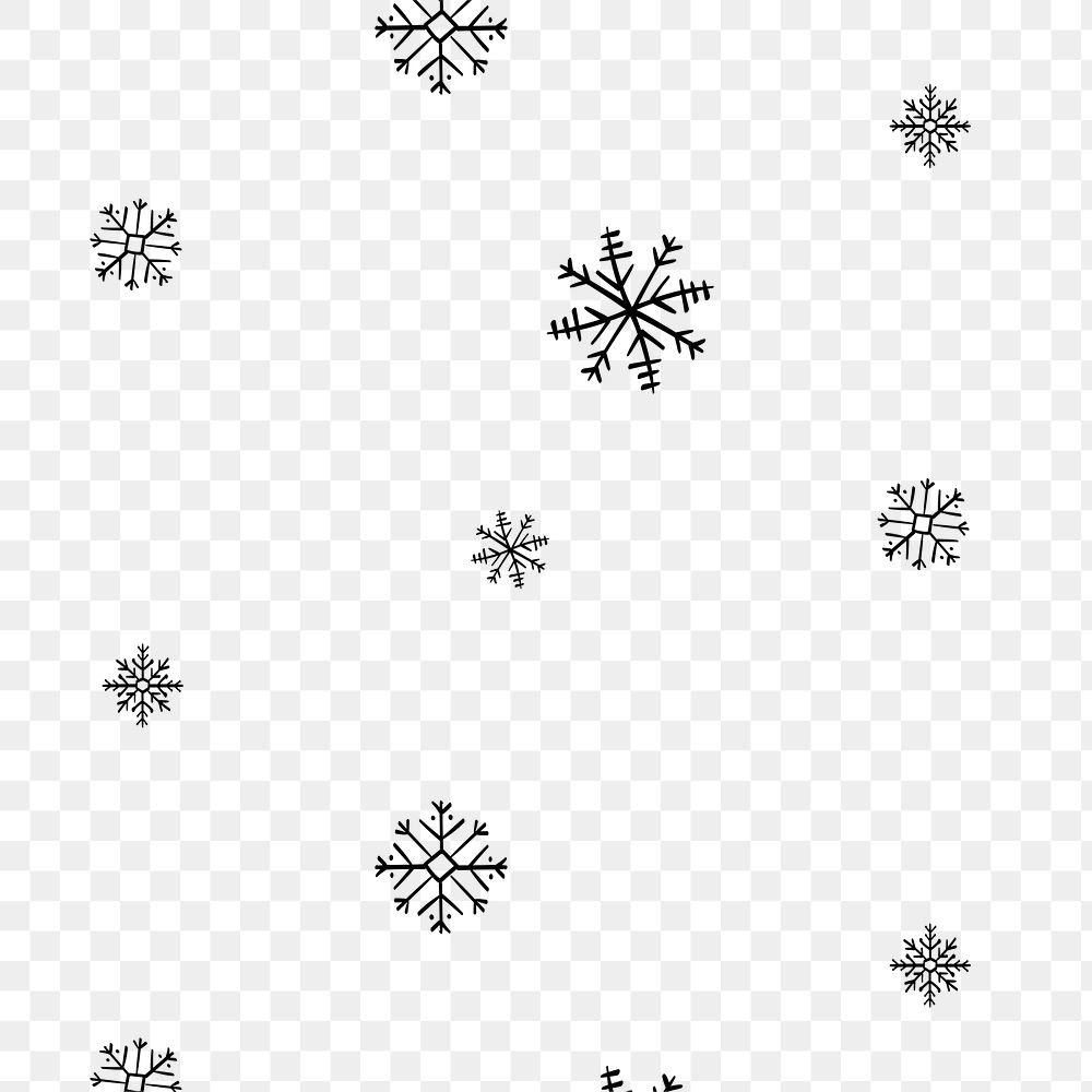 Snowflakes pattern background png transparent, Christmas doodle in black