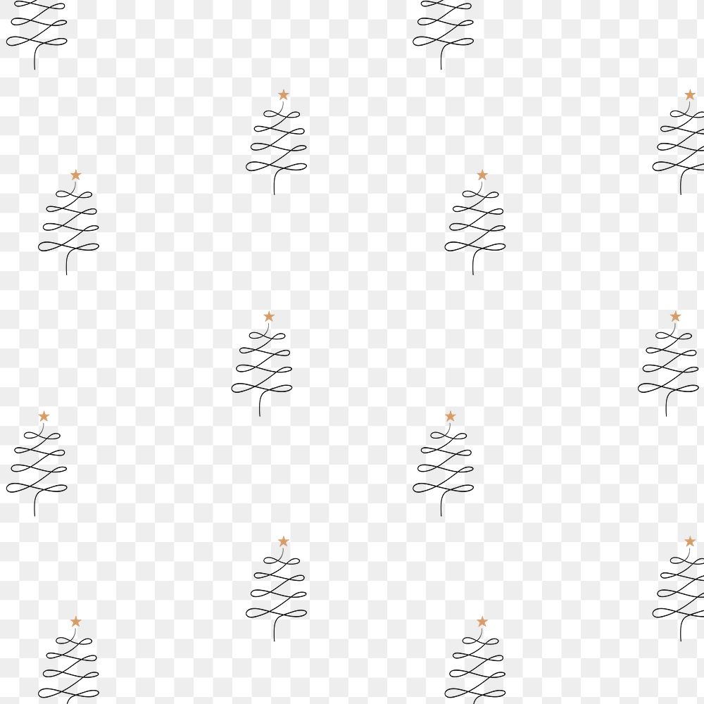Simple Christmas png background, black trees pattern, cute doodle design