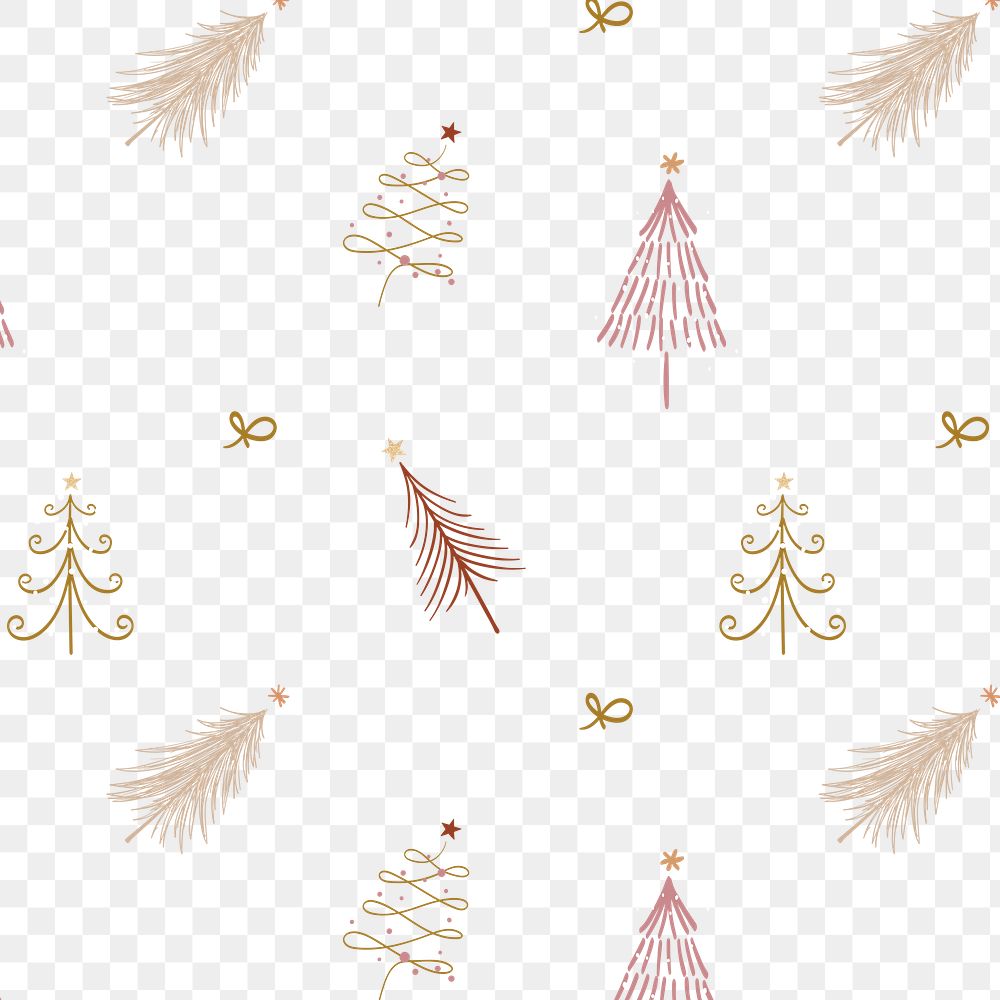 Christmas tree png background, festive pattern in doodle brown design