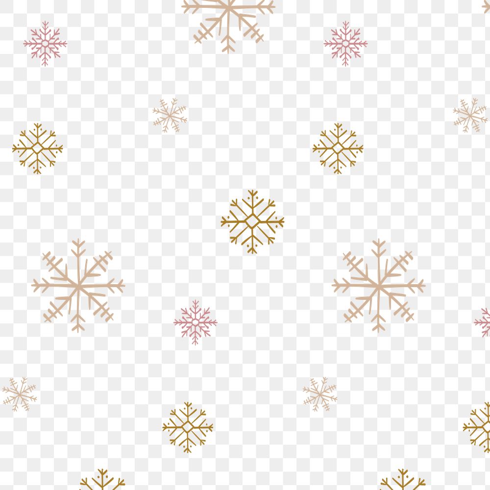 Snowflakes pattern background png transparent, Christmas doodle in gold 