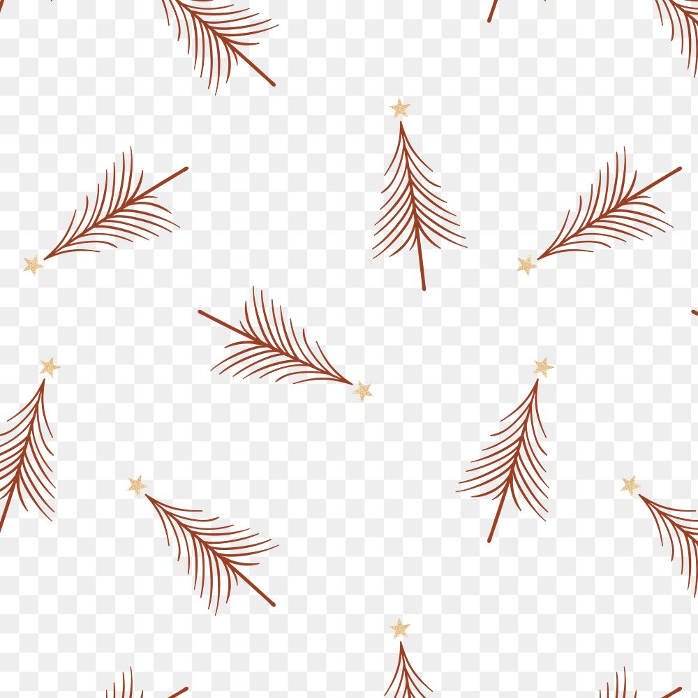 Simple Christmas png background, brown trees pattern, cute doodle design