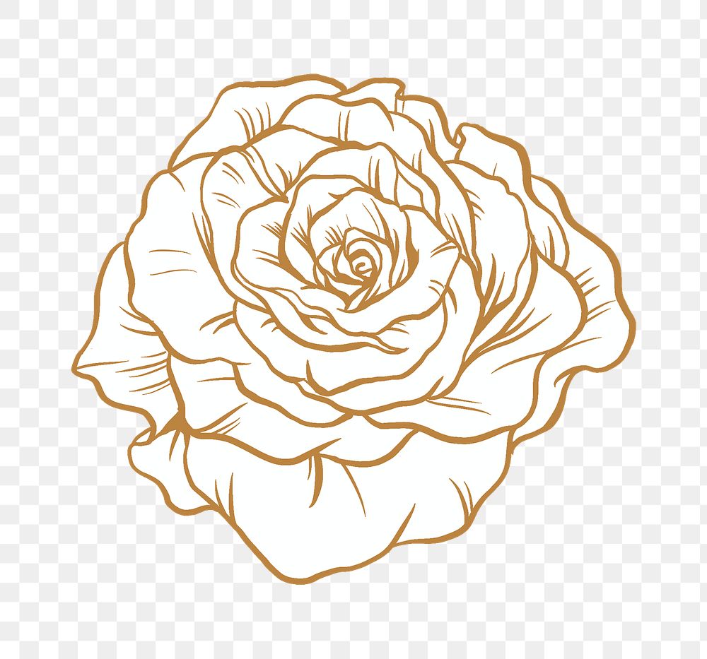 Rose flower png tattoo art, brown vintage botanical cut out