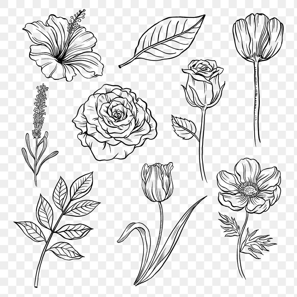 Premium Vector  Flower line simple black and white tattoo stencil vector