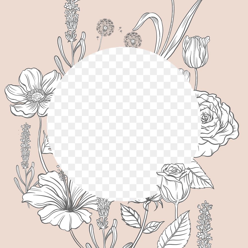 Aesthetic flower png transparent background, vintage botanical frame