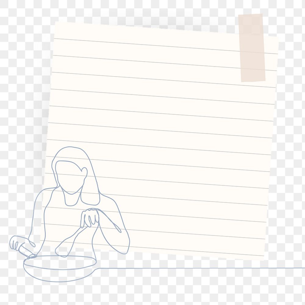 Paper note clipart, line art sticker, hand drawn person illustration