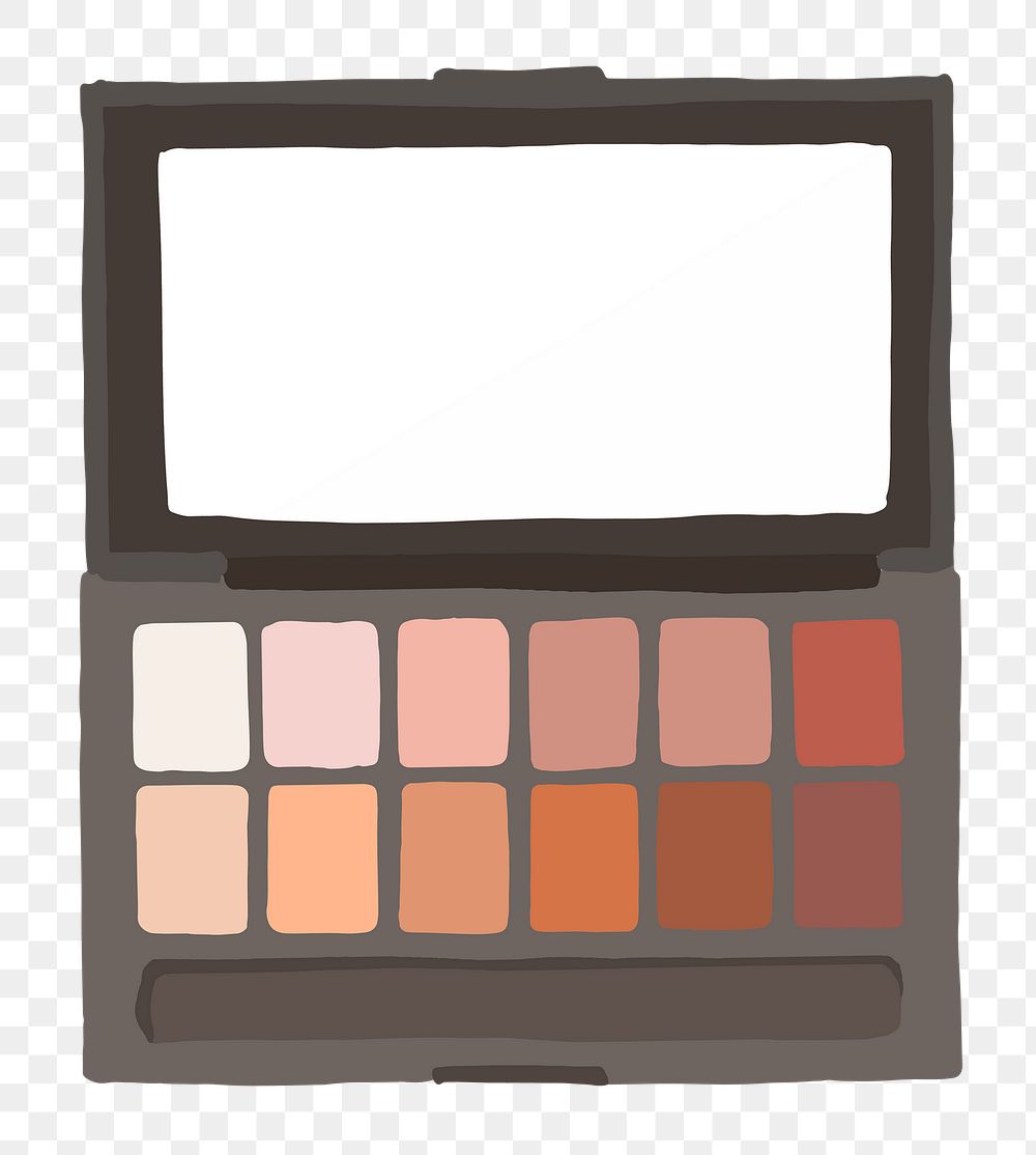 Eyeshadow palette png sticker, makeup product illustration in earth tone
