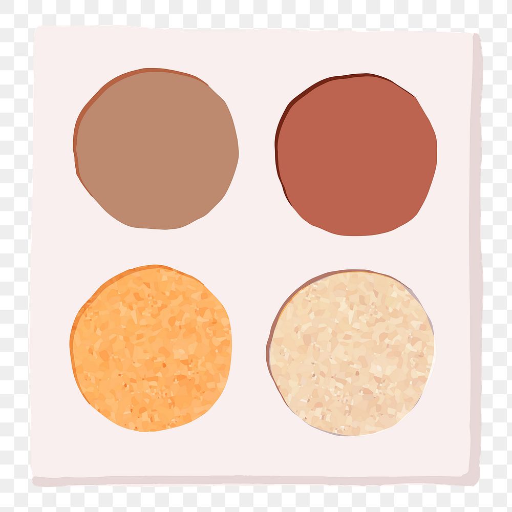 Eyeshadow palette png sticker, makeup product illustration in earth tone