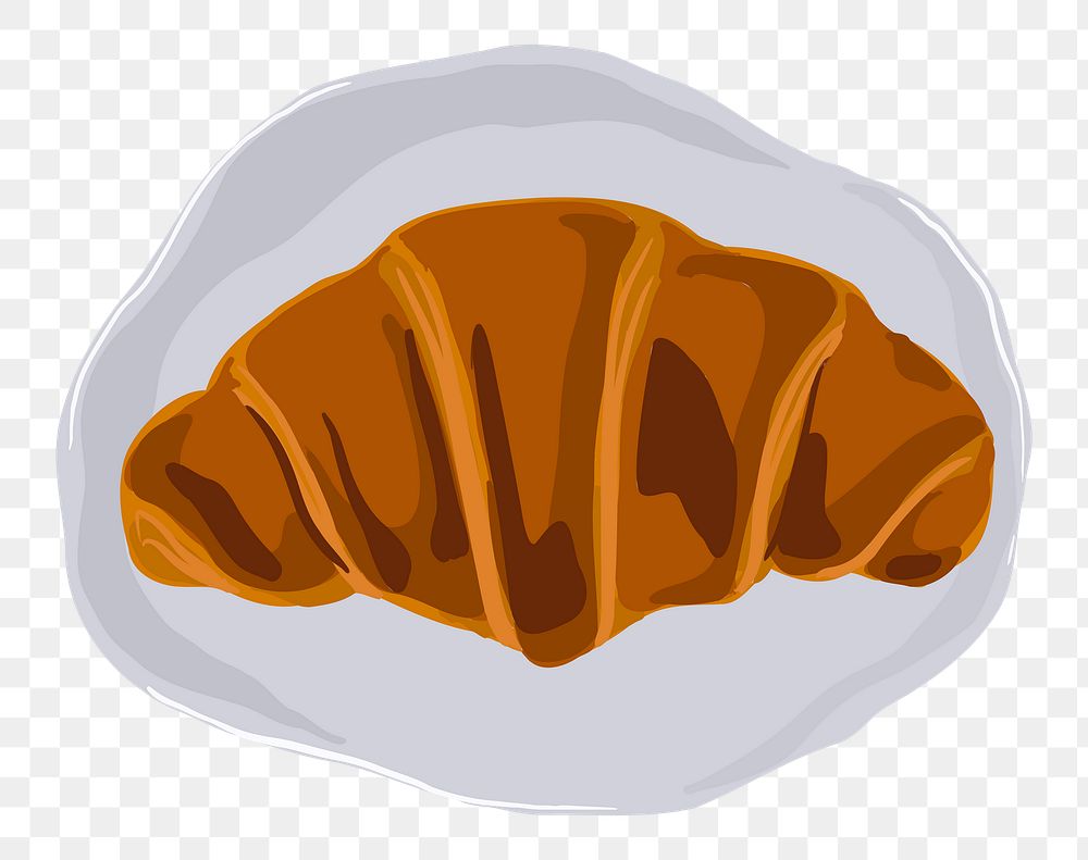 Croissant png sticker, aesthetic food illustration  