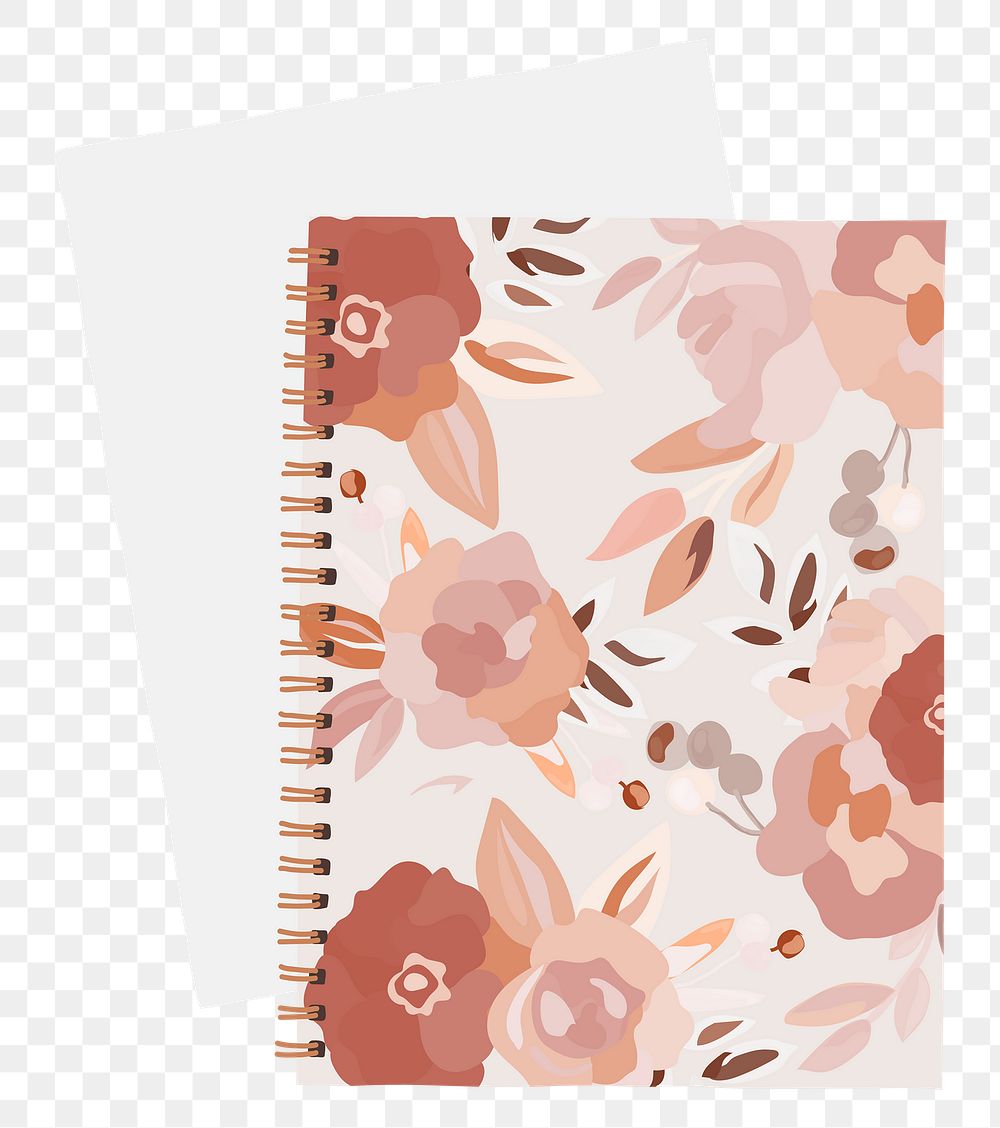 Floral journal png stationery sticker, feminine illustration