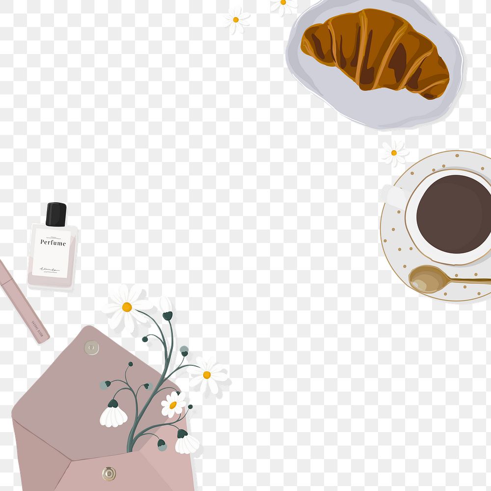 French Cafe png background, women&rsquo;s lifestyle transparent illustration