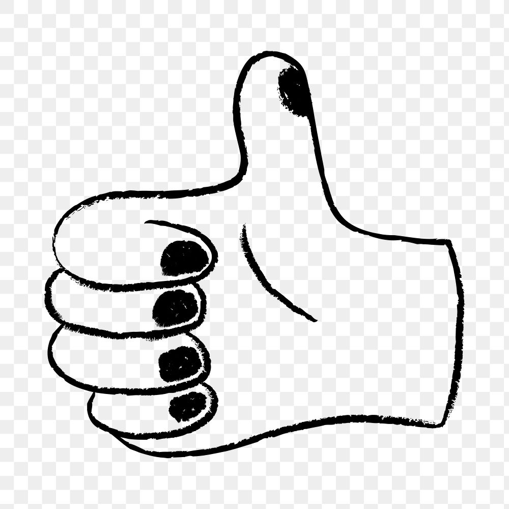 Very good png sign gesture, black and white doodle