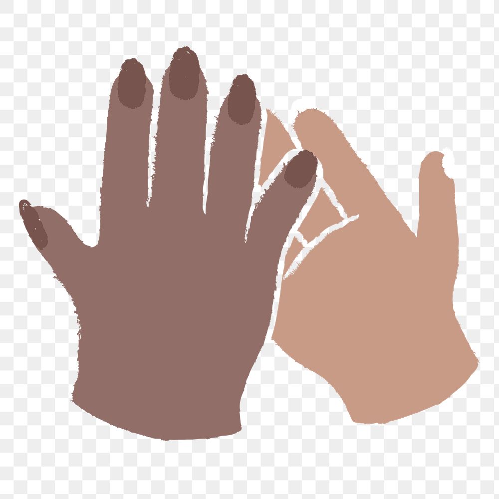 High five png sticker, mixed diverse people doodle
