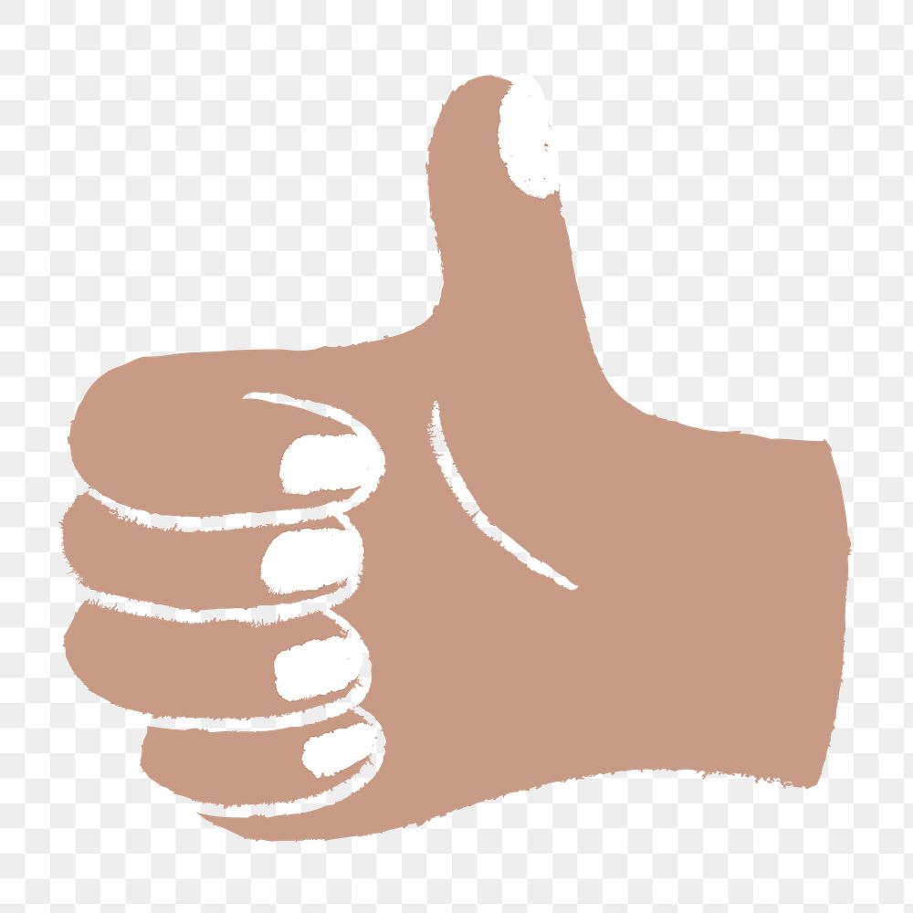 Thumbs up png doodle, beige hand sticker