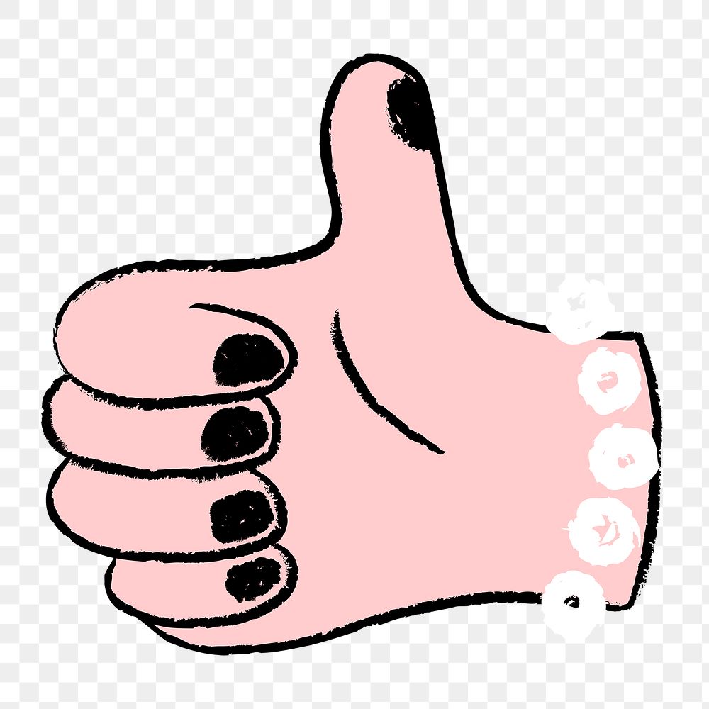 Thumbs up png doodle, feminine hand sticker