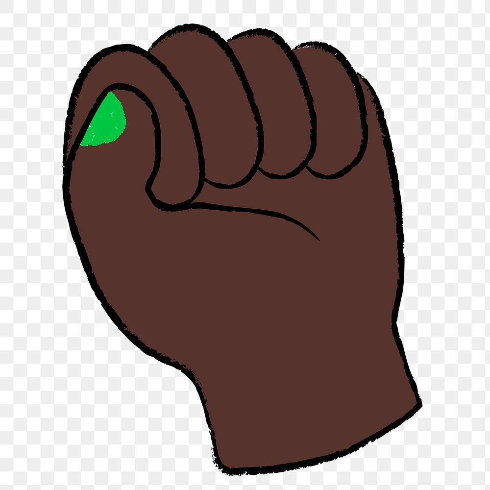 Fist png transparent, dark skin hand doodle sticker, empowerment gesture