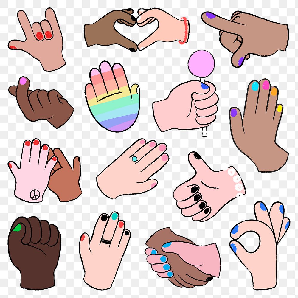 Equality hand gestures set, LGBTQ people sticker