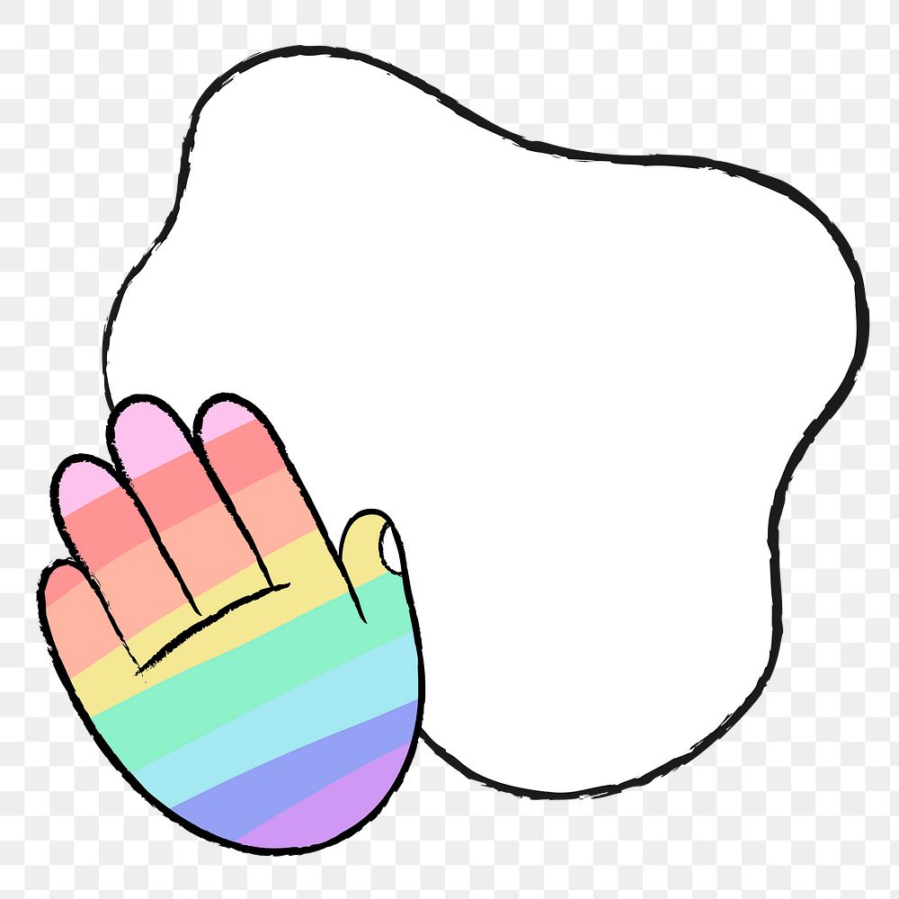 LGBTQ+ rainbow png frame background, cute pastel doodle in transparent design