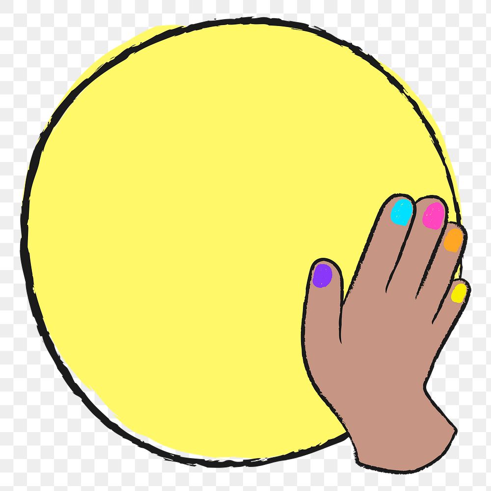 Yellow funky png frame transparent background, cute hand doodle