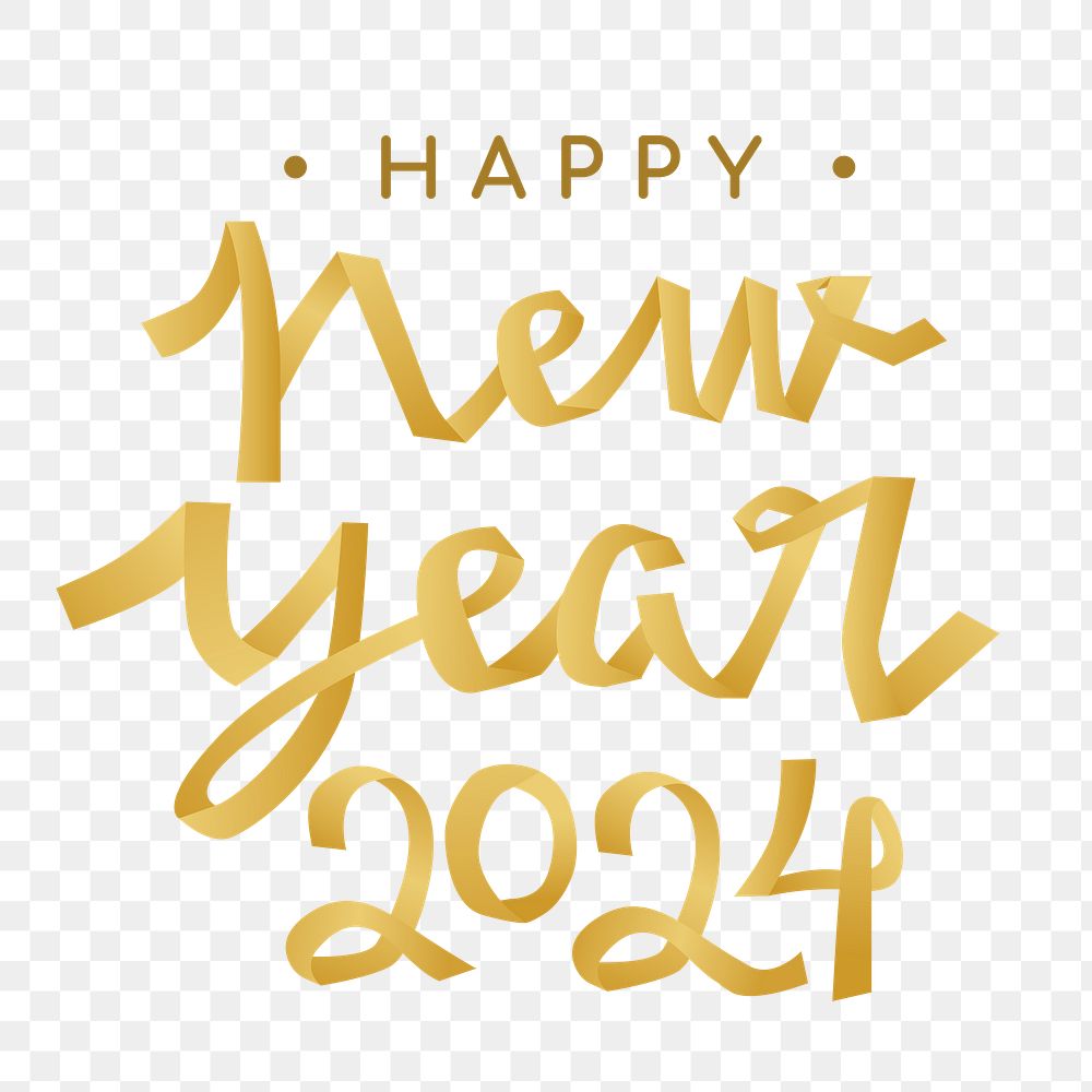 New year 2024 png sticker, festive holiday greeting typography