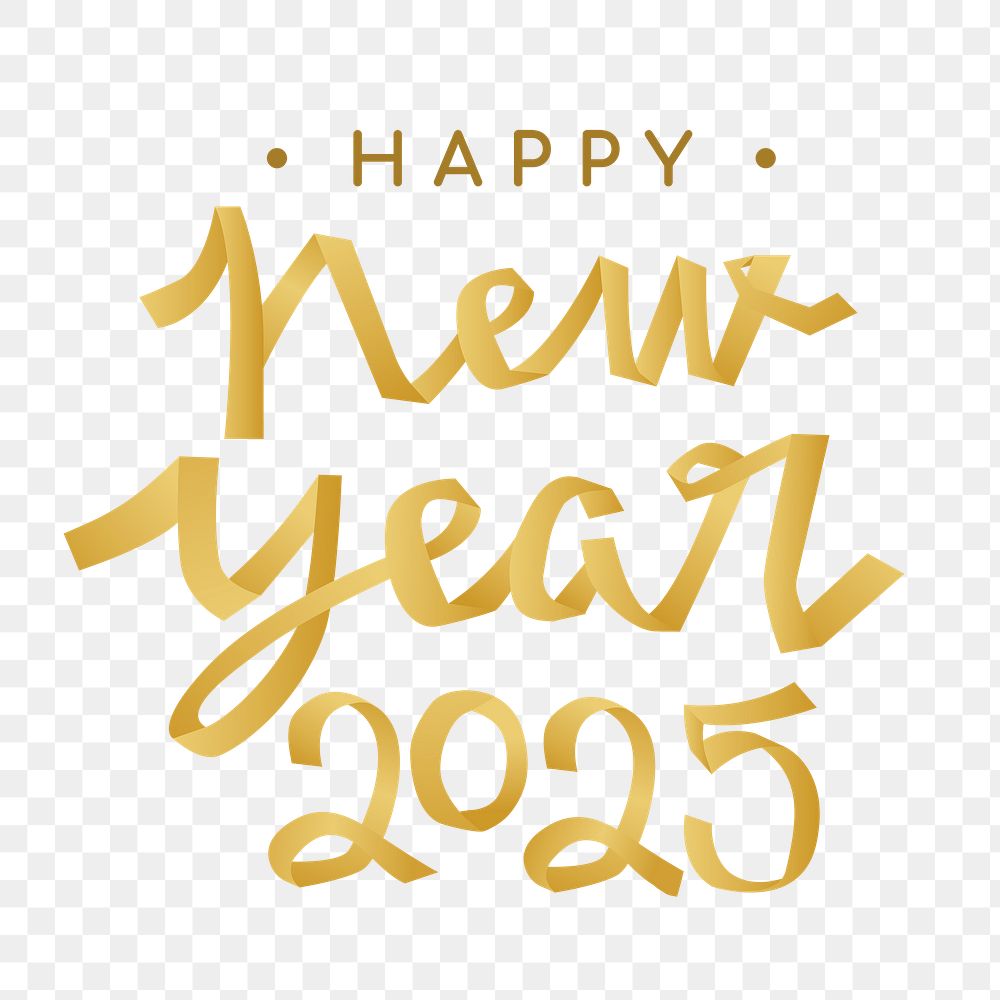 New year 2025 png sticker, festive holiday greeting typography