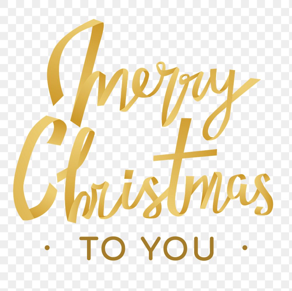 Merry Christmas png sticker, gold holiday greeting typography