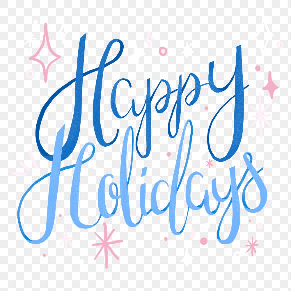 Happy Holidays png sticker typography, cute & festive greeting