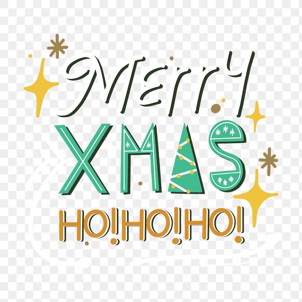 Merry Xmas sticker png typography, festive lettering design