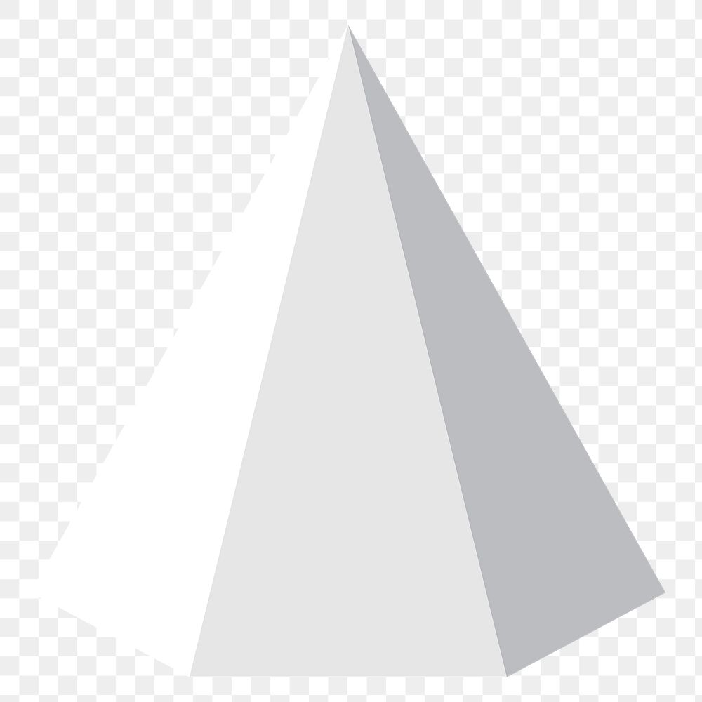 3D hexagonal pyramid png, geometric shape in white on transparent background