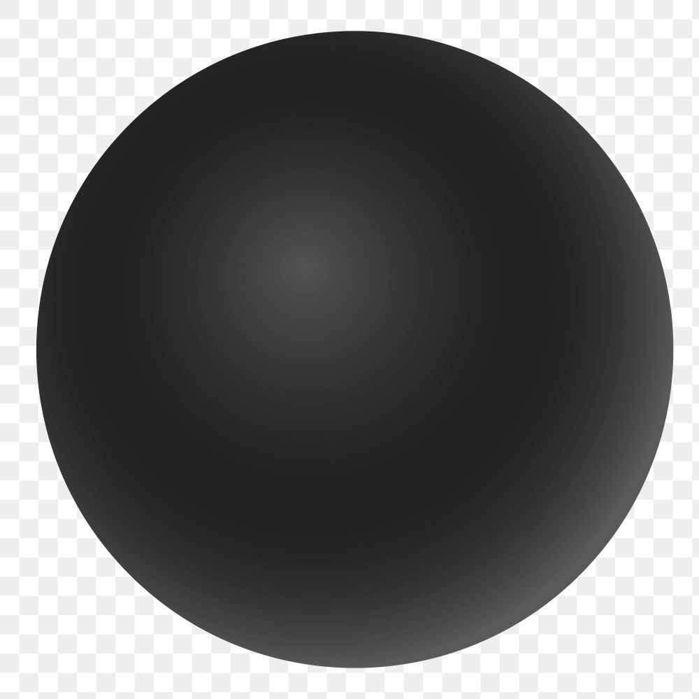 Sphere png, 3D geometrical shape in black on transparent background